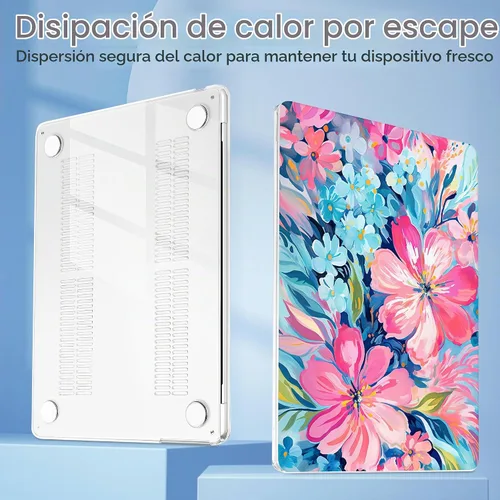 Vista 8 de Mektron Funda para MacBook Air 2026 de 15 pulgadas M5 A3448 compatible con M4 A3241 /M3 A3114/M2 A2941 cubierta rígida de plástico impreso
