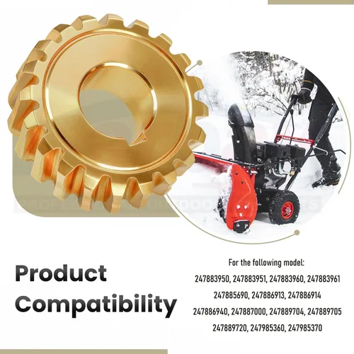 Vista 6 de Karbay 917-04861 - Engranaje de Tornillo Sinfín de 20 dientes, compatible con quitanieves MTD Craftsman Troy Bilt de 40" - 42", reemplaza 717-0528