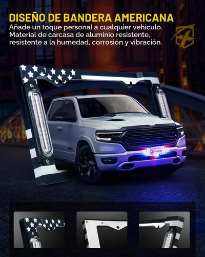 Vista 4 de Xprite 36 luces LED estroboscópicas para matrícula, bandera de EE. UU., luces delanteras/traseras, 22 modos de precaución, marco de precaución