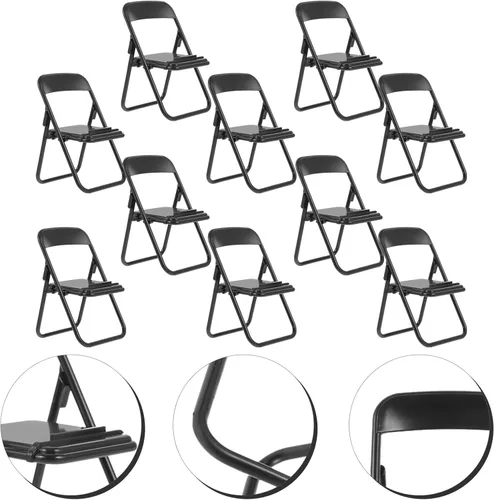 Vista 9 de MAGICLULU Silla plegable en miniatura, soporte para teléfono, modelo de silla plegable para decoración de escritorio y accesorio de casa de muñecas