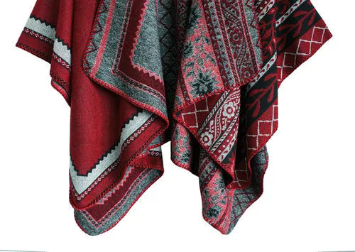 Vista 138 de Urban CoCo Poncho de colores para mujer, chal con frente abierto, color en bloques