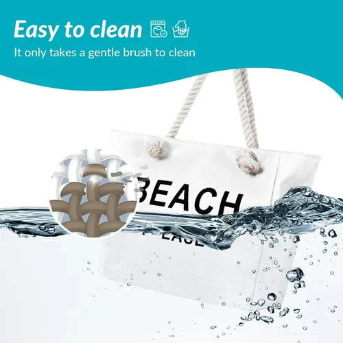 Vista 9 de TESALATE Bolsa grande de lona para playa con cremallera para mujer, para nadar, viajar, ir de compras, gimnasio y vacaciones en la playa