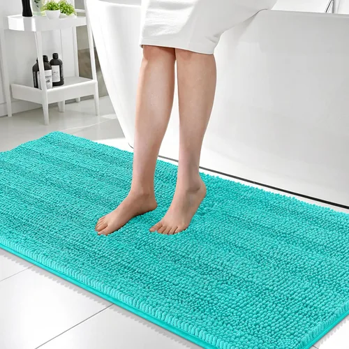 Vista 229 de OLANLY Tapetes de baño gruesos de chenilla a rayas de 30 x 20 pulgadas, extra suaves, absorbentes, con parte trasera de goma, se pueden lavar