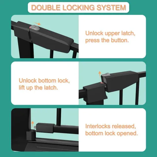 Vista 3 de Fairy Baby Puerta estrecha para bebés de 22.8 a 25.5 pulgadas para escalera, puerta de mascotas de cierre automático montada a presión para pequeños