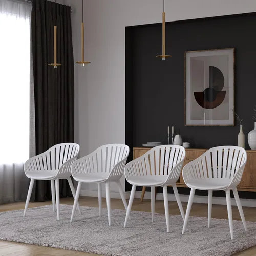 Vista 6 de Midtown Concept Vichy - Juego de mesa rectangular para patio, 9 piezas, madera de eucalipto, ideal para interiores, color marrón