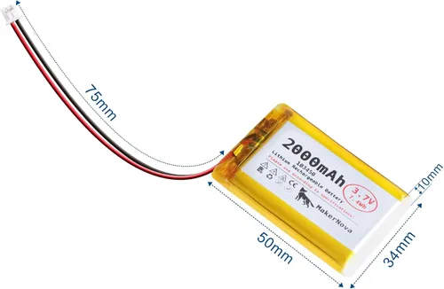 Vista 2 de Batería LiPo de 3.7V 103450 2000mAh, recargable 1S 3C, conector Micro JST 1.25, placa de protección dual, paquete de 4
