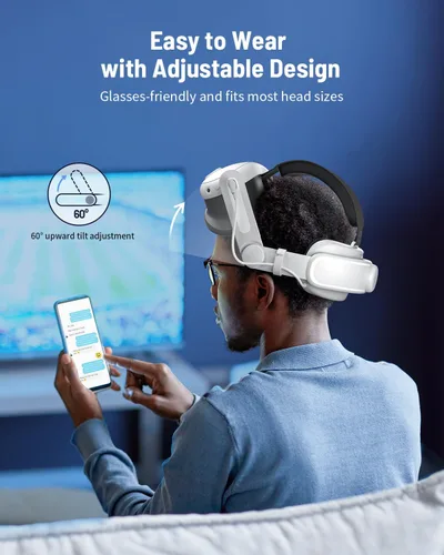 Vista 6 de Battery Head Strap Compatible with Meta Quest 3, Comfort Elite Strap Battery Pack 6000mAh for Oculus Quest 3 Accessories, Adjustable Lightweight VR