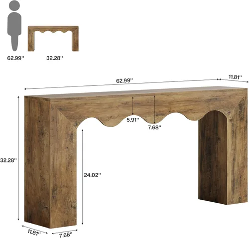 Vista 3 de Tribesigns Mesa consola de granja de 63 pulgadas, mesa de sofá de madera detrás del sofá con almacenamiento, estación de sofá de entrada larga