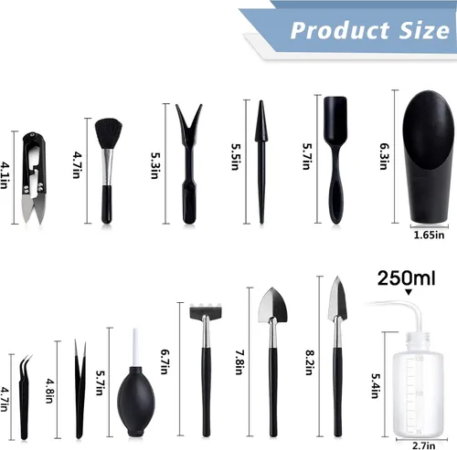 Vista 2 de Succulent Tools, 13 piezas de mini herramientas de jardín, juego de herramientas de trasplante, kit de cuidado de suculentas para plantas