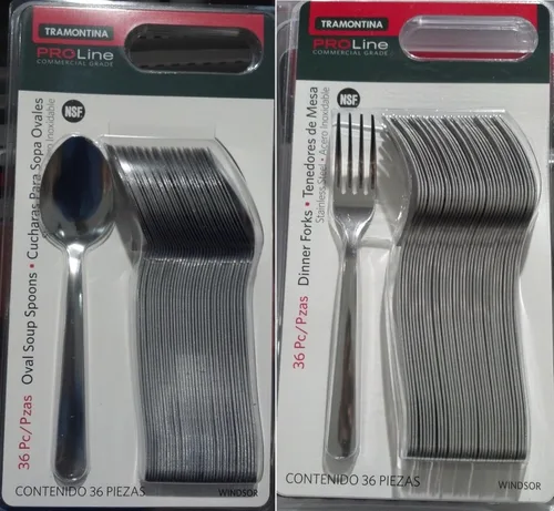 Tramontina Pro Line 36 Dinner Forks Commercial Grade Stainless Steel + 36 Tramontina Pro Line Soup Spoons