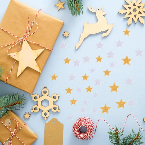 Vista 2 de Ouligay 200 calcomanías de espuma de estrella dorada para manualidades, calcomanías de estrella con purpurina, calcomanías de espuma brillante