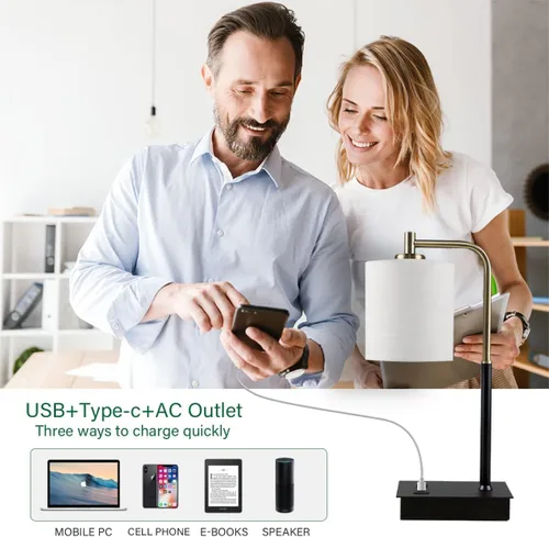 Vista 4 de Mafeiyan - Lámparas táctiles de mesita de noche, lámpara de mesa decorativa con puerto USB para dormitorio, sala de estar, control táctil, lámpara