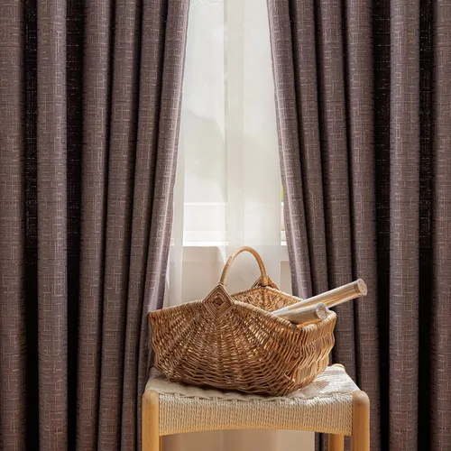 Vista 19 de Cortinas de lino jacquard de 63 pulgadas de largo, 2 paneles, cortinas gruesas de lino sintético mezclado, cortinas texturizadas de arpillera
