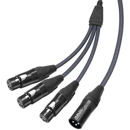 Vista 11 de Cable divisor en Y de 3 pines XLR hembra a 3 machos, cable divisor XLR de 3 vías, equilibrio de 1 hembra a 3 macho, cable de audio para micrófono