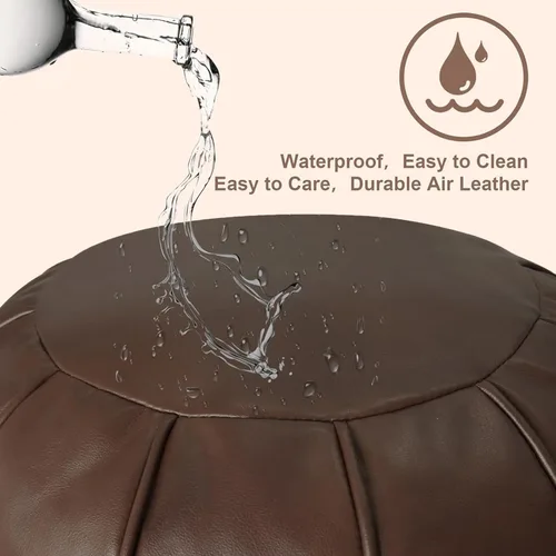 Vista 48 de Louis Donné Funda de puf sin relleno, taburete redondo otomano para reposapiés, puf de almacenamiento, puf de piel sintética impermeable, reposapiés