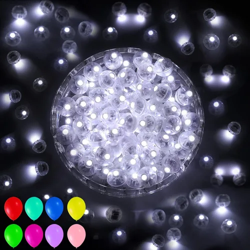 Vista 12 de Aogist 50 PIEZAS Luz Colgante LED Blanca Cálida para Globos, Mini Lámpara de Bola Redonda Pequeña para Linternas de Papel, Globos de Vidrio