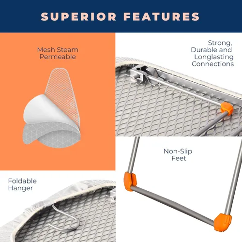 Vista 2 de Tabla de planchar de mesa con patas plegables, pequeña tabla de planchar con cubierta de algodón gruesa, mini tabla de planchar portátil para coser