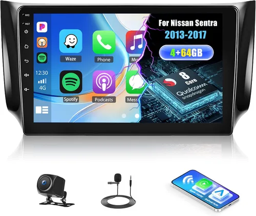 Vista 11 de 2G+64G para Nissan Sentra 2013-2017 Radio Android 13 Estéreo de coche con Apple CarPlay Android Auto Mirror Link Bluetooth 10.1 pulgadas HD pantalla