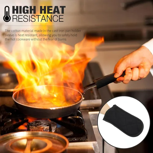 Vista 4 de Dandat Juego de 24 fundas de mango caliente para reemplazo diario, fundas de mango de bandeja de regalo, fundas resistentes al calor, funda de Negro