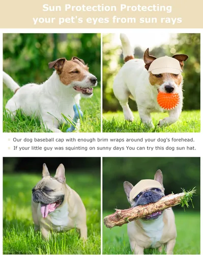 Vista 2 de Sombrero para perros pequeños y medianos, sombreros para perros hembras y machos, sombrero ajustable para perro, sombrero de sol para cachorros