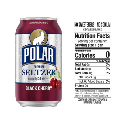 Vista 4 de Polar Seltzer Paquete variado de agua, arándano, cereza negra, lima, pomelo rojo rubí, 12 onzas líquidas (paquete de 16)