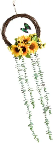 IMIKEYA Sunflower Decoration Wreath Plastic Flower Ring Sunflower Bouquet for Home Wedding Dec