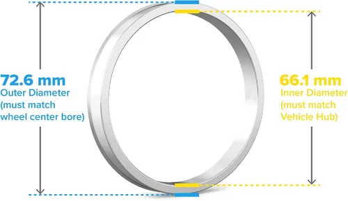 Vista 69 de Anillos espaciadores centrales de 56.1 mm de DI a 73.1 mm de DE, anillos espaciadores de aluminio plateado, solo compatible con Subaru, Honda Acura