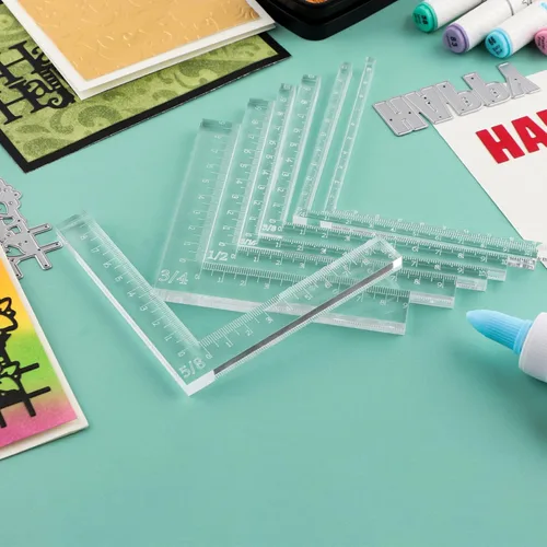 Vista 8 de Juego de 9 piezas de posicionamiento creativo, esquinas de tarjetas, ayudantes con herramienta de carpeta de huesos, esquinas de estampado