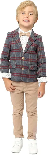 Boys' 4-Piece Suit Set (2-5 Years) with Dress Shirt, Bow Tie, Pants, and Jacket for a Special Occasion