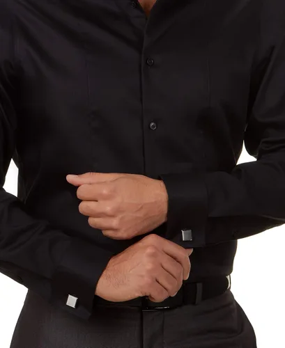 Vista 3 de Calvin Klein Camisa de vestir para hombre ajuste delgado sin hierro espiga francesa