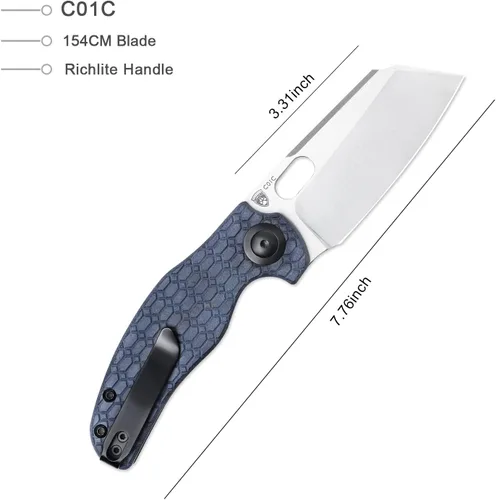 Vista 2 de Kizer Cuchillos de bolsillo Sheepdog, hoja de acero de 3.31 "60.6 in, mango Richlite, cuchillo EDC, cuchillo plegable, V4488C3