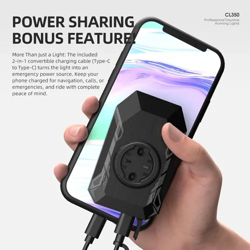 Vista 9 de CL350 - Luz delantera de bicicleta para conducción nocturna durante el día, 4 modos de 4000 mAh USB recargable, encendido/apagado automático