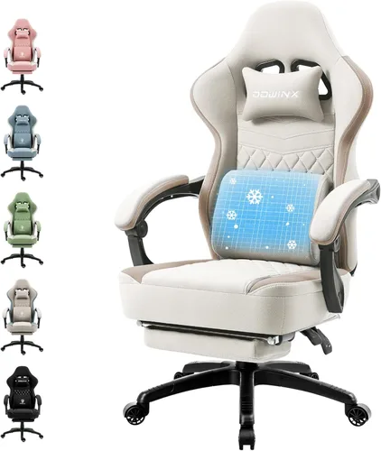 Vista 9 de Dowinx Silla de juegos de tela transpirable con almohadilla de gel y bolsa de almacenamiento, cómoda silla de jugador con cojín de resorte