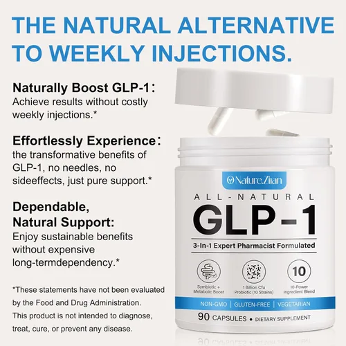 Vista 2 de Suplemento GLP-1, fórmula natural GLP Activate, suplemento GLP-1 para metabolismo, energía, apoyo GLP-1, múltiples probióticos y vitaminas, 90