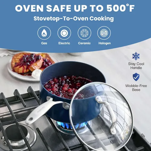 Vista 6 de Granitestone 15 Pc Kitchen Pots and Pans Set Non Stick, Kitchen Cookware Sets, Pot and Pan Set, Nonstick Cookware Set, Diamond Coated Non Stick Pots