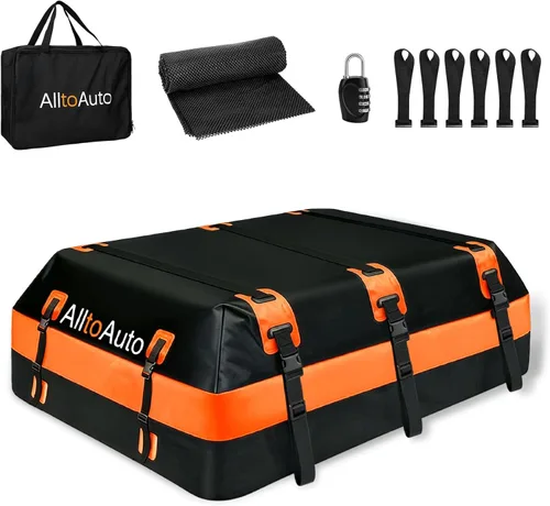Portaequipajes para techo de automóvil de 21 pies cúbicos, 100% impermeable, PVC resistente para todos los automóviles con/sin estante, incluye