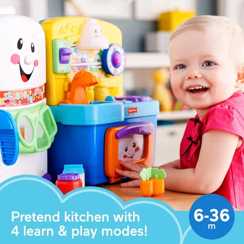 Vista 2 de Fisher-Price Baby & Toddler Toy Laugh & Learn Learning Kitchen Playset with Music Lights & Bilingual Content for Infants Ages 6+ Months