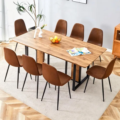 Vista 45 de Juego de mesa de comedor MEMUY de 160 cm para 4 personas, juego de mesa de comedor blanco para 4, juego de mesa y sillas de comedor de mármol