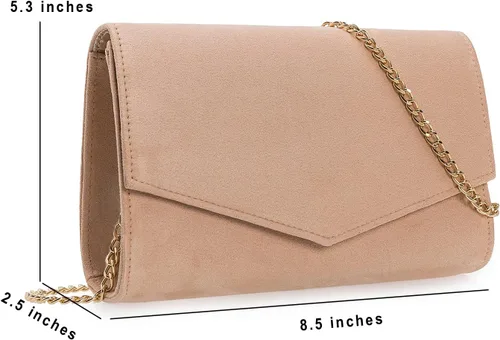 Vista 7 de Bolso de noche para mujer, bolso de mano elegante, bolso de ante sintético para boda