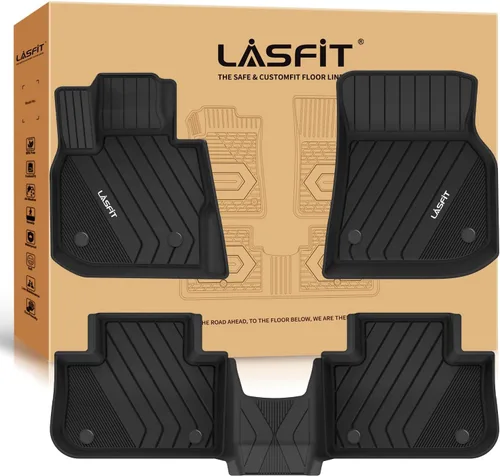 Vista 29 de LASFIT - Tapetes de suelo y maletero de auto, ajuste personalizado, de TPE, para todo tipo de clima, impermeable, juego completo, negros