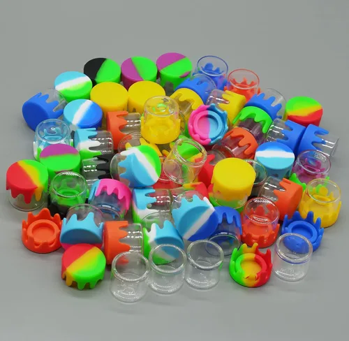 Vista 2 de Tarro hermético del concentrado del envase de la cera de cristal de 0.2 fl oz con el uso multi de la tapa del silicón (75)