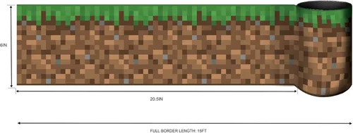 Vista 4 de RoomMates Minecraft RMK12337BD - Borde de papel tapiz para despegar y pegar, color verde
