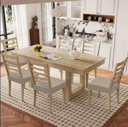 Vista 8 de Smiry Juego de 4 fundas de asiento impermeables para sillas de comedor, tela jacquard elástica, extraíble y lavable, fundas protectoras de asiento