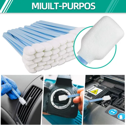 Vista 6 de Kit de hisopos de limpieza de espuma multiusos – Esponja de esponja sin pelusa para cámara, pistola, impresora de inyección de tinta, lente óptica