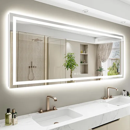 Vista 18 de Espejo de baño LED de 20 x 30 pulgadas con luces delanteras y retroiluminadas, espejo de tocador iluminado para pared de baño con 3