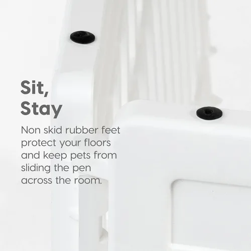 Vista 5 de IRIS USA Corral de juegos de paneles de 24 pulgadas para perro, Blanco