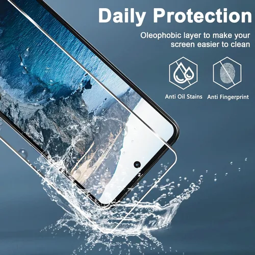 Vista 5 de [Paquete de 3+3] Protector de pantalla para Moto G Play 2024 + protector de lente de cámara, vidrio templado 9H, antiarañazos, fácil instalación