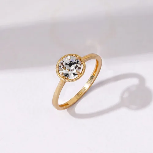 Vista 3 de Tienda Collection 10k Gold Imported Crystal March Birthstone Ring