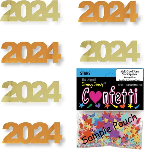 Vista 25 de Confetti Year 2024 Negro, Azul Royal Combo - 2 bolsas de media onza (1 oz)