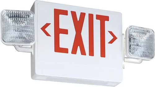 Lithonia Lighting ECR LED M6 - Señal de salida de emergencia termoplástica con letras rojas, color blanco, 2 cabezales LED, cuadrado